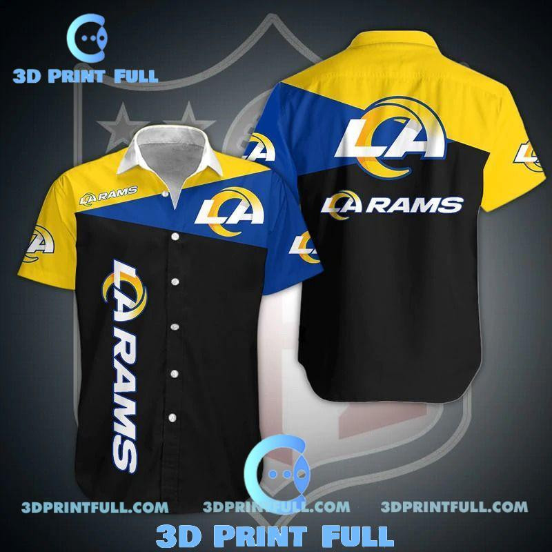 Los Angeles Rams Logo Hawaiian Shirt Tropical Aloha Button Up