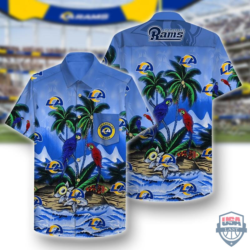 Los Angeles Rams Parrots Couple Hawaiian Shirt Tropical Aloha Button Up