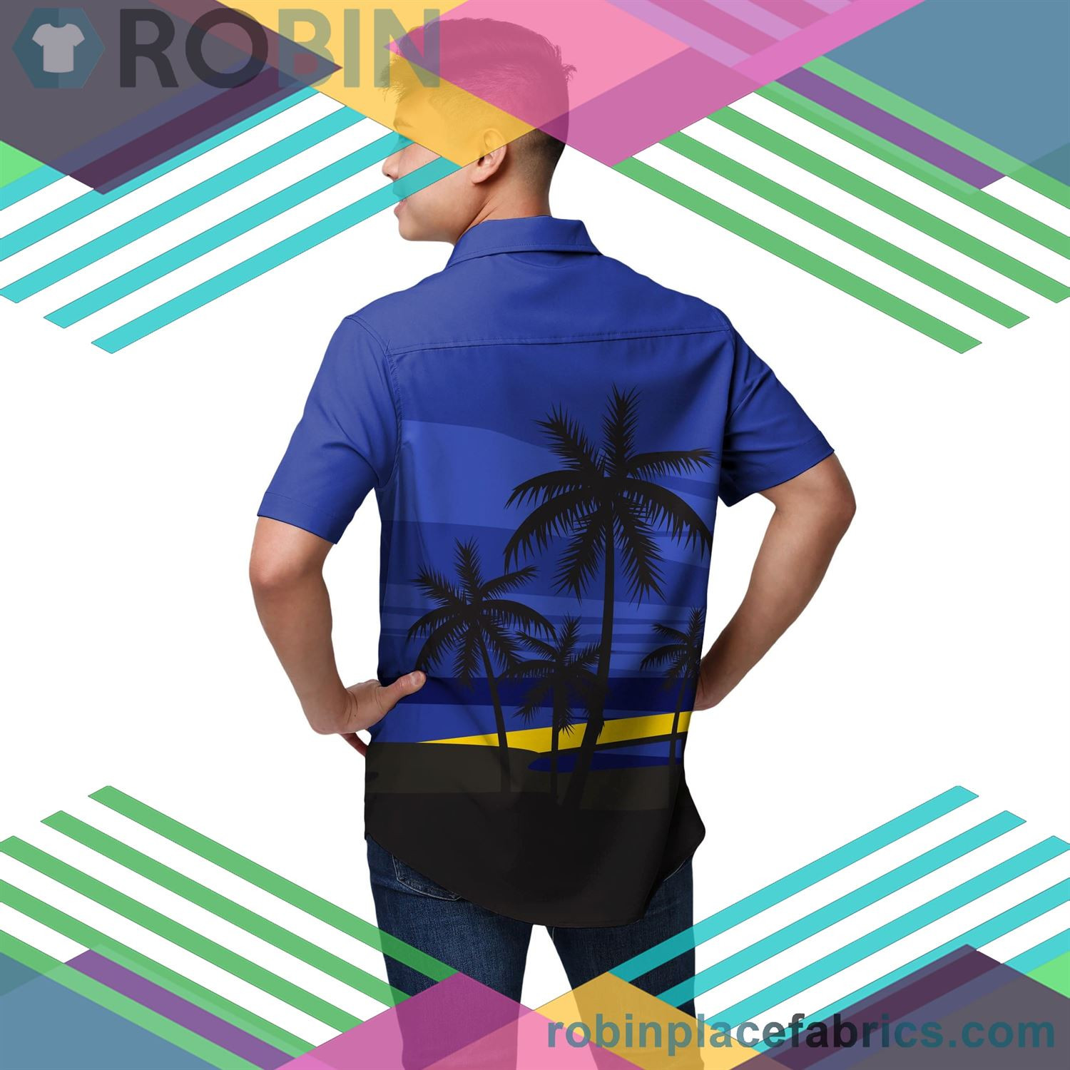 Los Angeles Rams Sunset Up Hawaiian Shirt Tropical Aloha Button Up