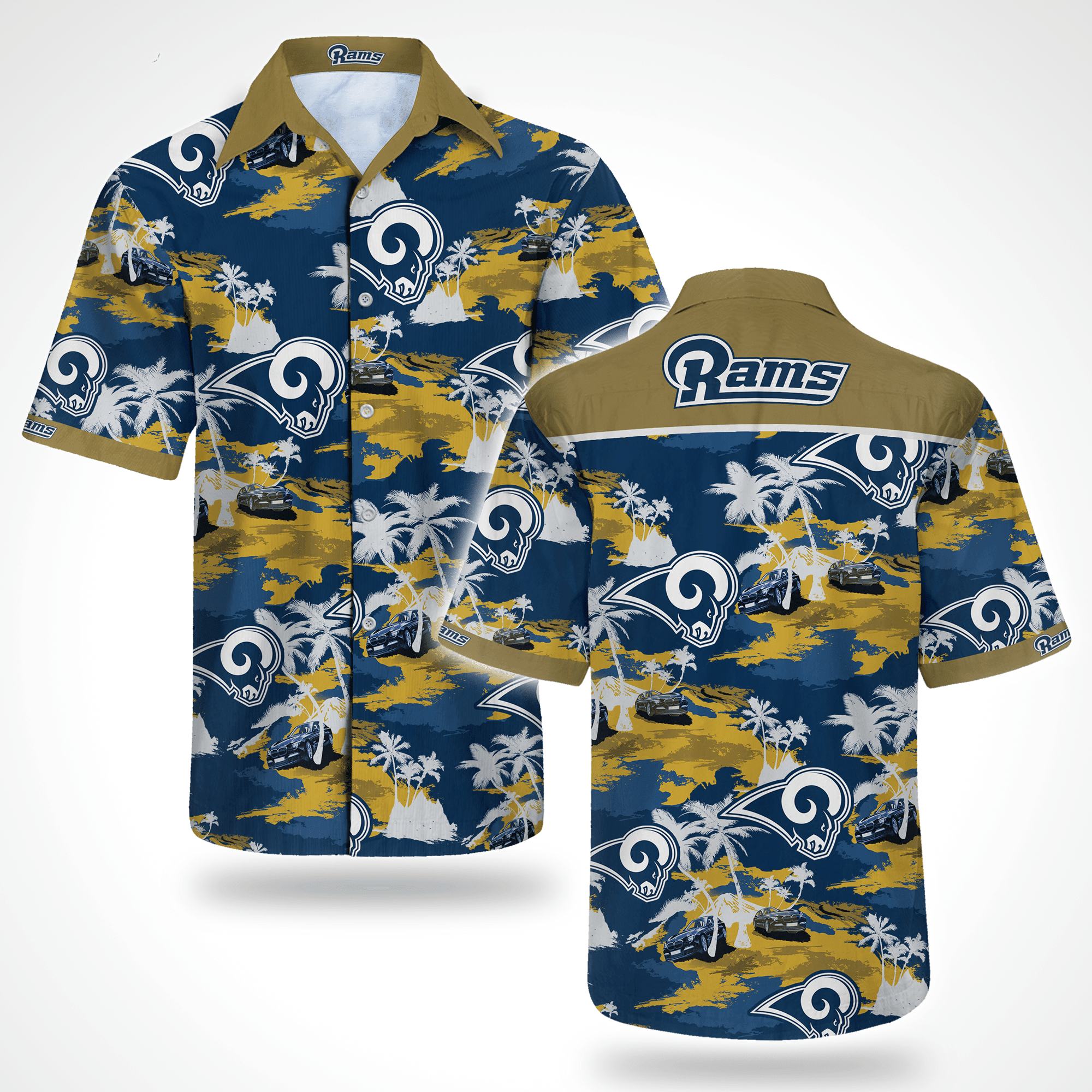 Los Angeles Rams Tommy Bahama Hawaiian Shirt Tropical Aloha Button Up
