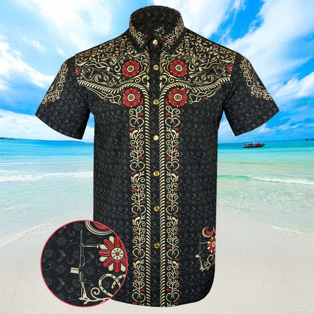 Los Charro Black Hawaiian Shirt Button Up Shirts Summer Gifts For Son