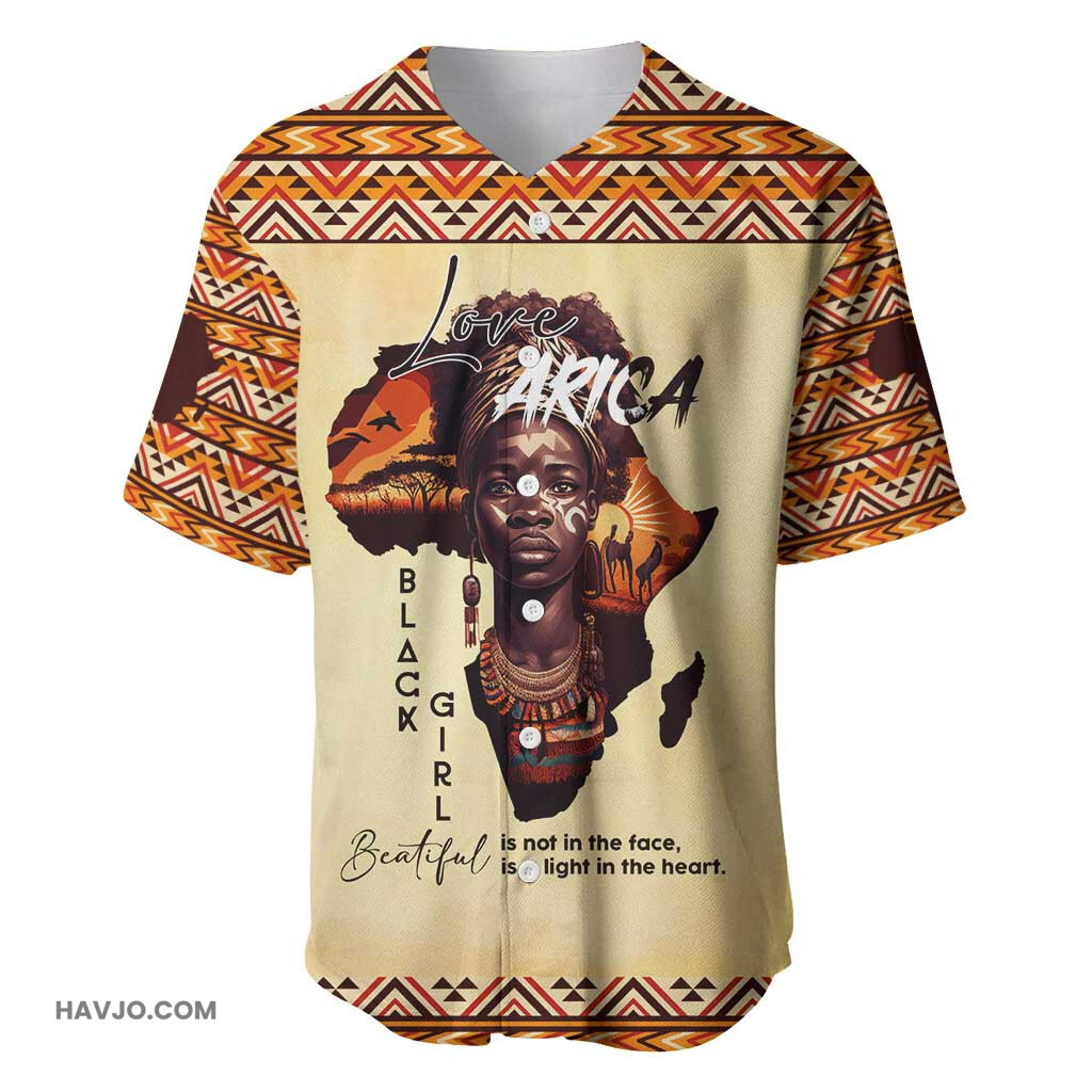 Love Africa Personalized Beautiful Black Girl Baseball Jersey