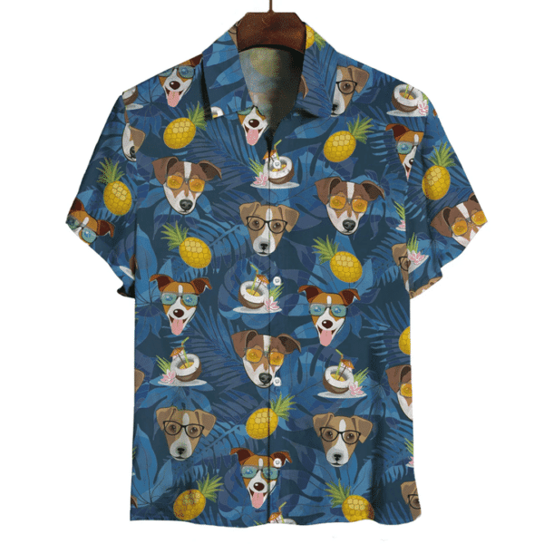 Lushstyle Aloha Hawaiian Jack Russell Terrier Hawaiian Shirt Tropical Aloha Button Up