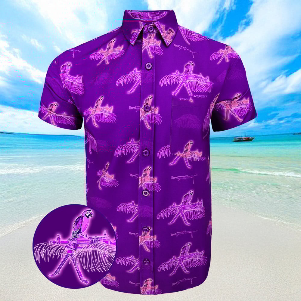 Macaws Purple Hawaiian Shirt Summer Button Up Shirt Gifts For Husband