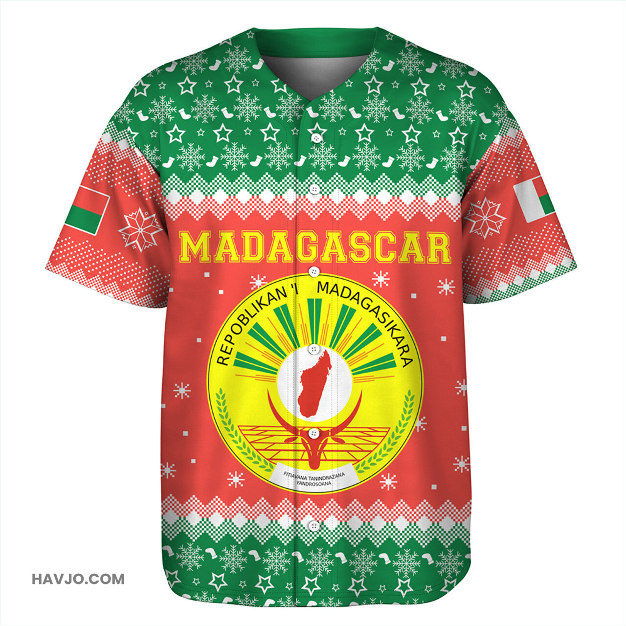 Madagascar Christmas Coat of Arms Baseball Jersey