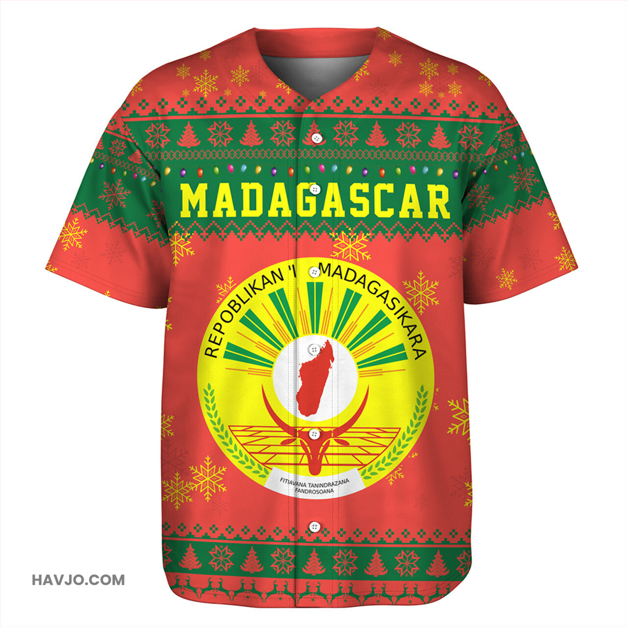 Madagascar Christmas Style Pattern Baseball Jersey