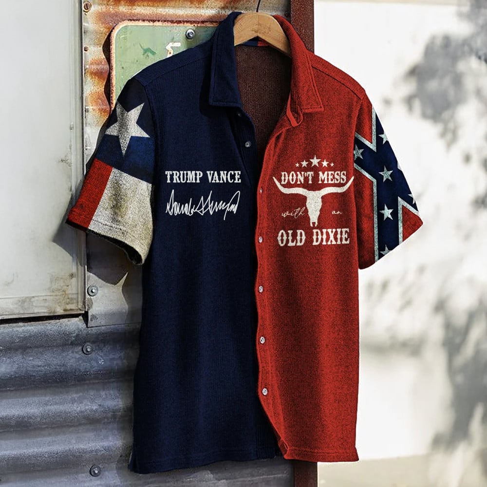 MAGA Trump Vance Hawaiian Shirt Don't Mess With An Old Dixie Merch Texas Flag Southern Clothing