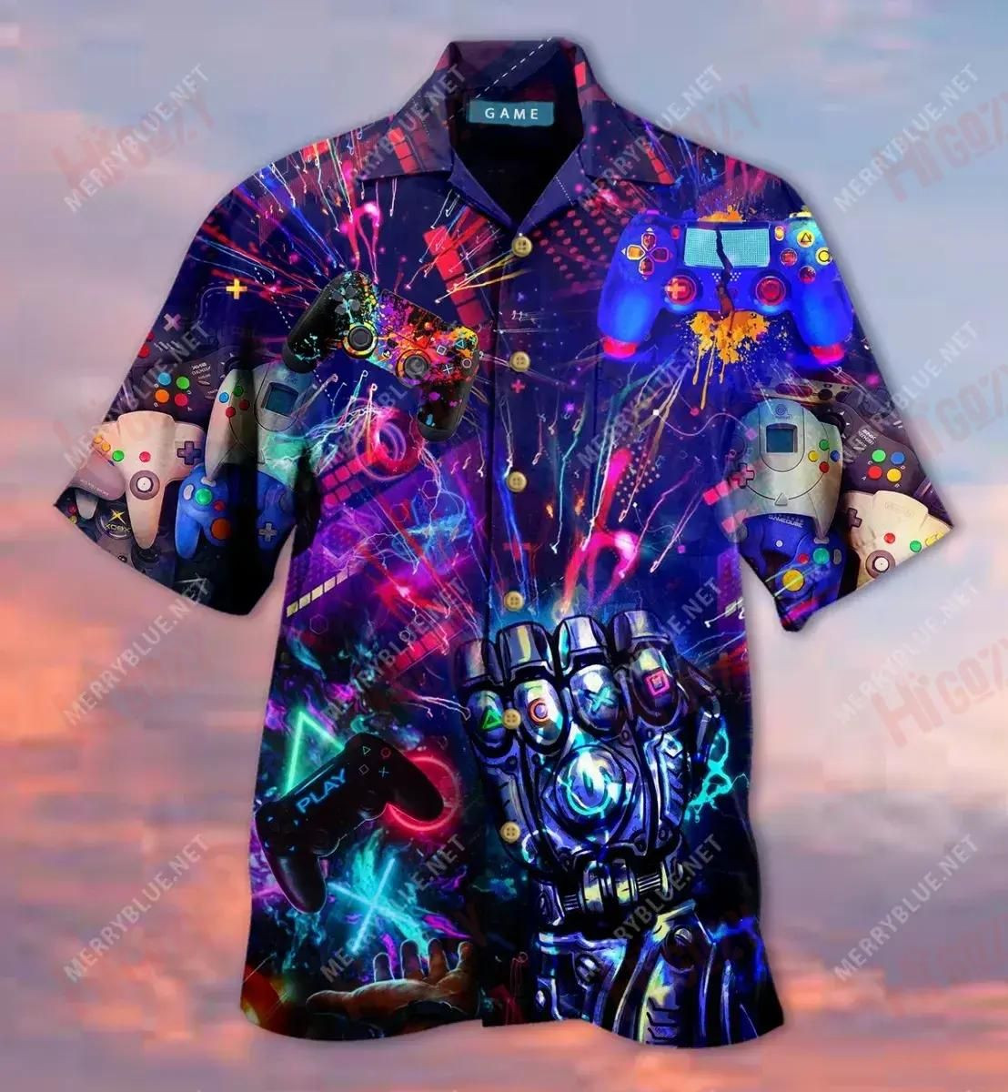 Magical Video Game World Short Hawaiian Shirt Tropical Aloha Button Up