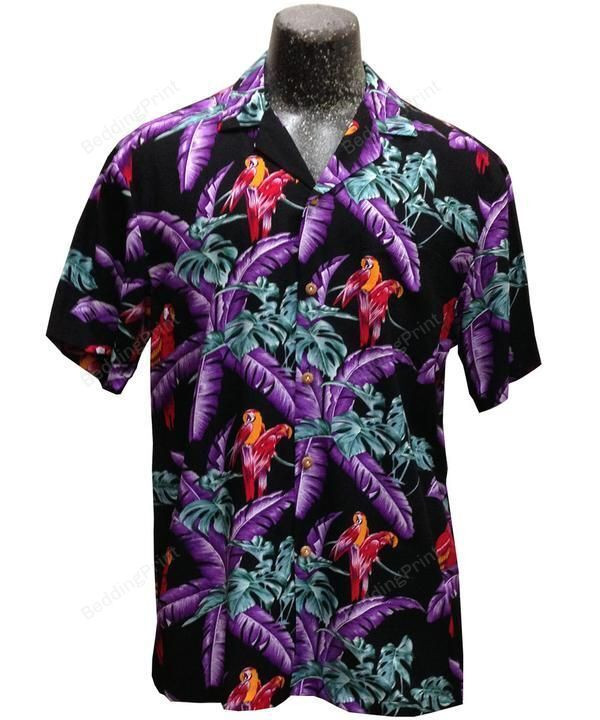 Magnum Pi Black Hawaiian Shirt Tropical Aloha Button Up