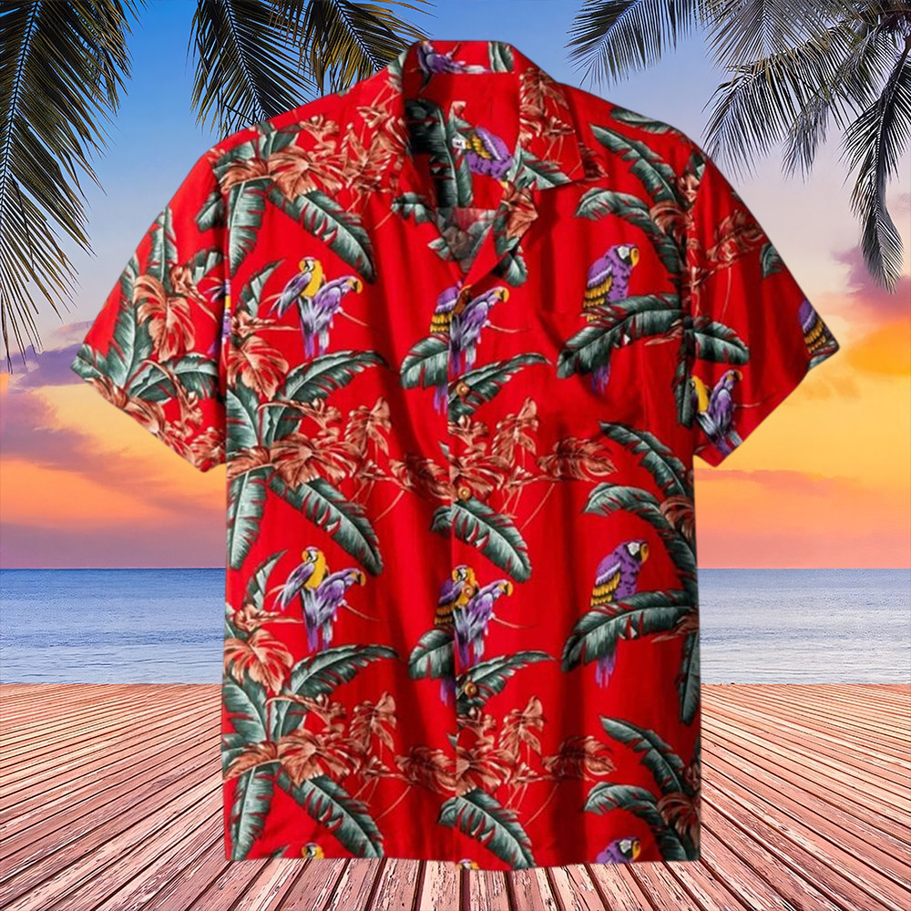 Magnum PI Jungle Bird Tom Selleck Hawaiian Shirt Parrot Bird Aloha Shirt Clothing Gifts