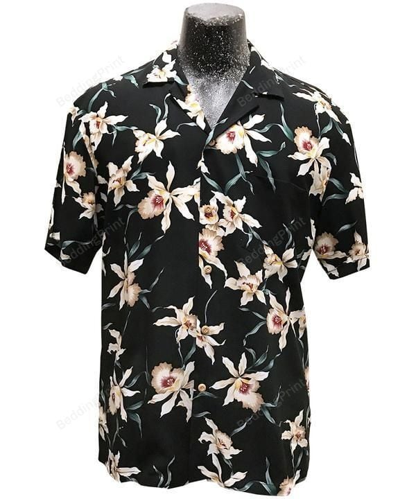Magnum Pi Star Orchid Hawaiian Shirt Tropical Aloha Button Up