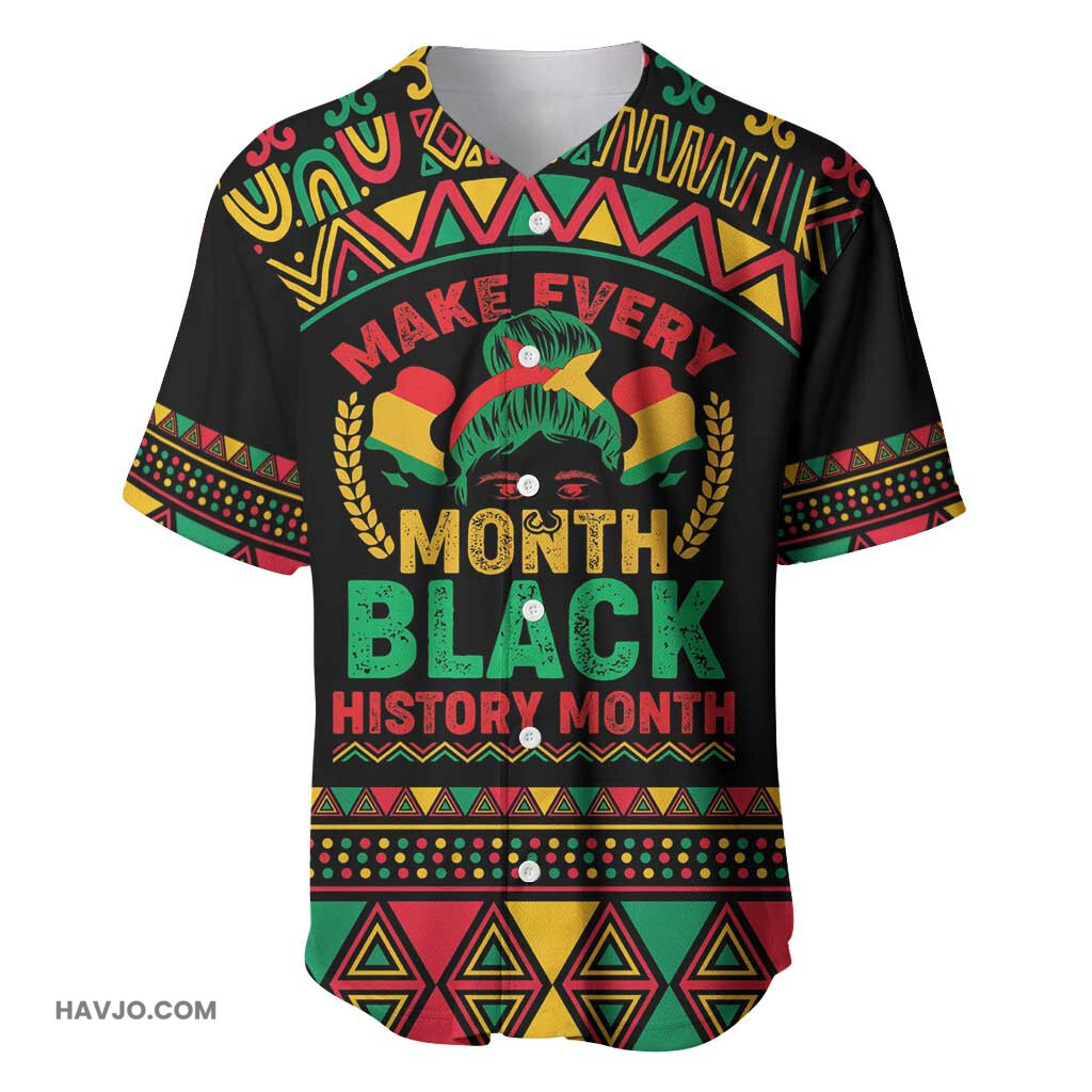 Make Every Month Black History Month African Pattern Baseball Jersey