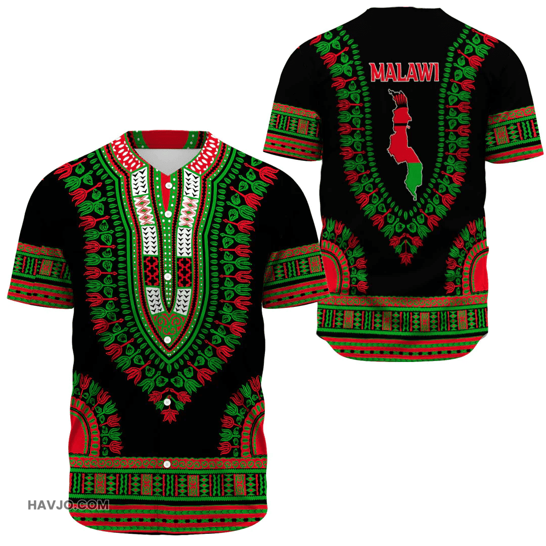 Malawi Traditional Dashiki Baseball Jersey