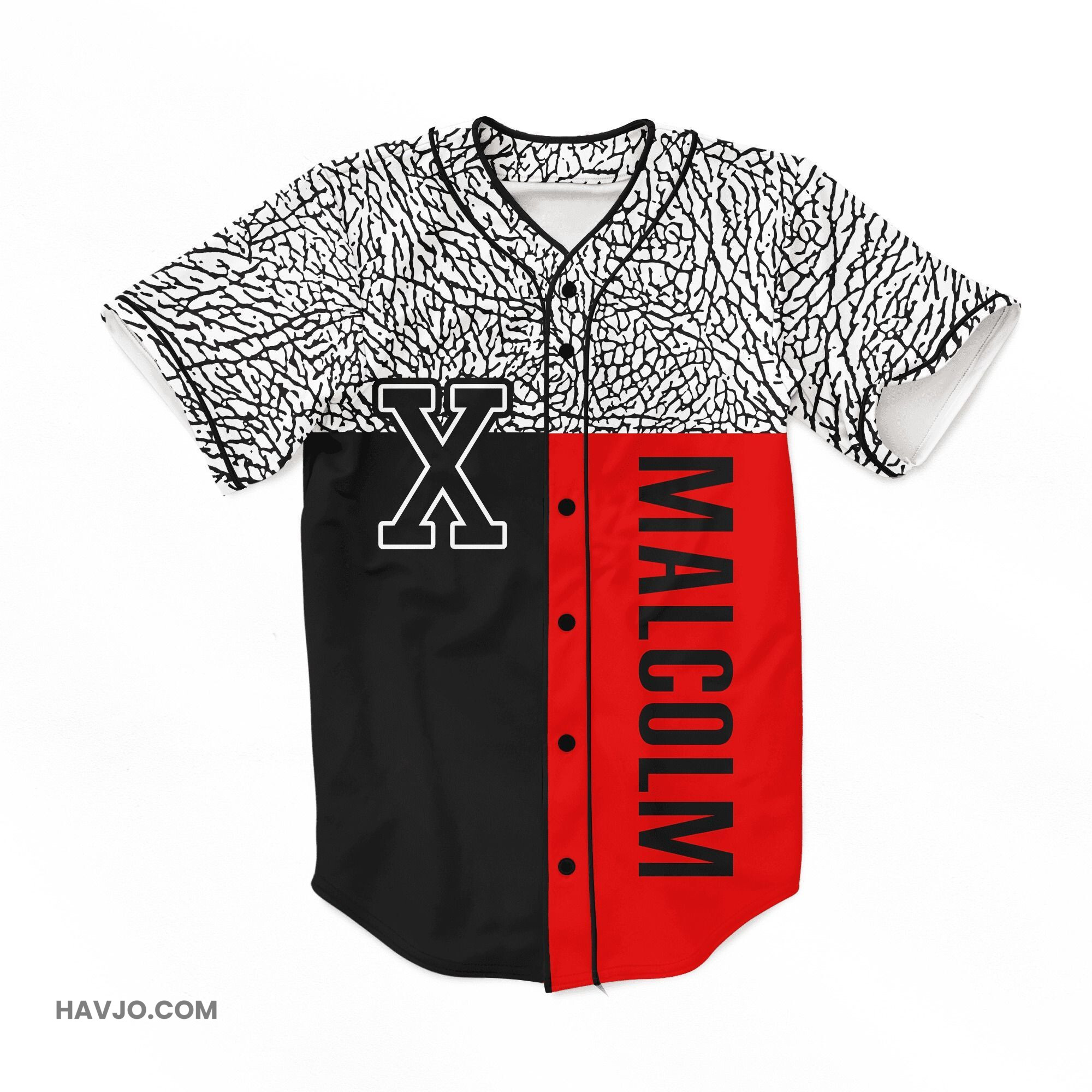 Malcolm X Red Black Baseball Jersey