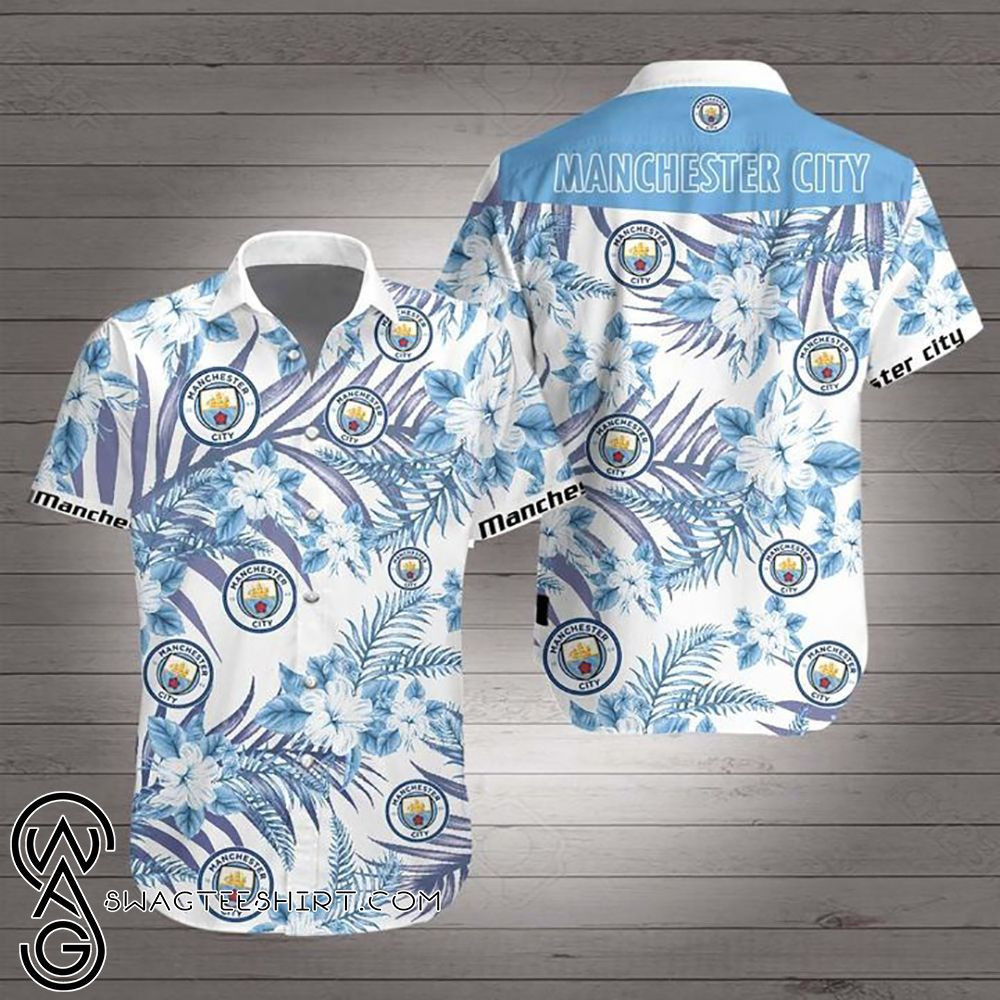 Manchester City Hawaiian Shirt Tropical Aloha Button Up