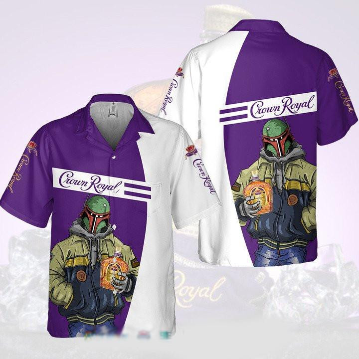 Mandalorian Star Wars And Crown Royal Hawaiian Shirt Tropical Aloha Button Up
