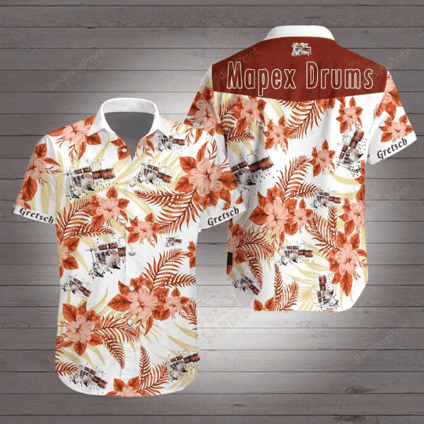 Mapex Drums Hawaiian Shirt Tropical Aloha Button Up