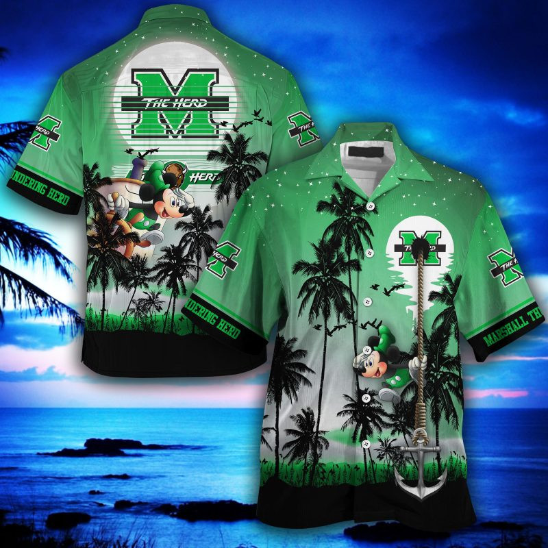 Marshall Thundering Herd Ncaa Summer Hawaiian Shirt Tropical Aloha Button Up