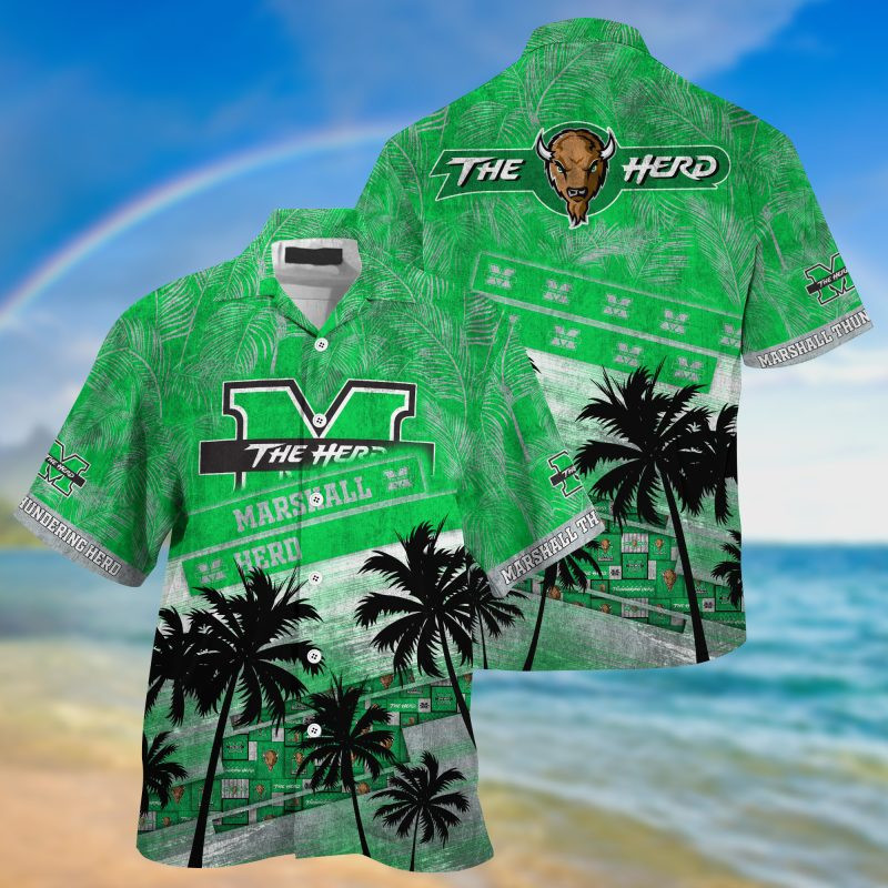 Marshall Thundering Herd Ncaa Trending Summer Hawaiian Shirt Tropical Aloha Button Up