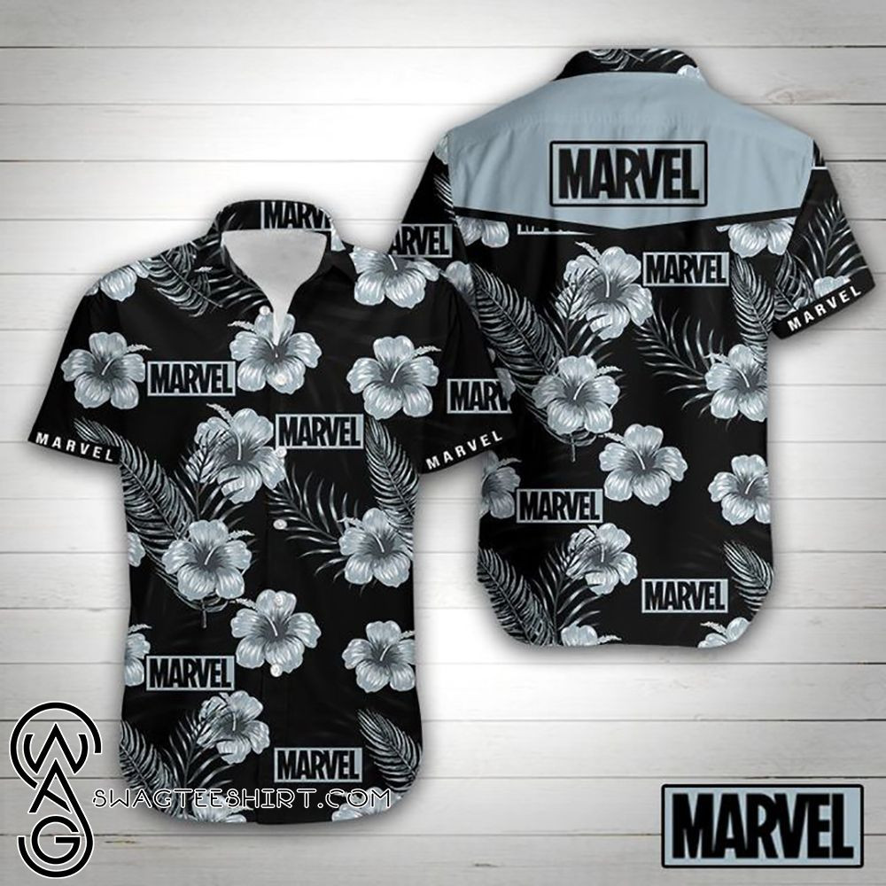 Marvel Floral Hawaiian Shirt Tropical Aloha Button Up