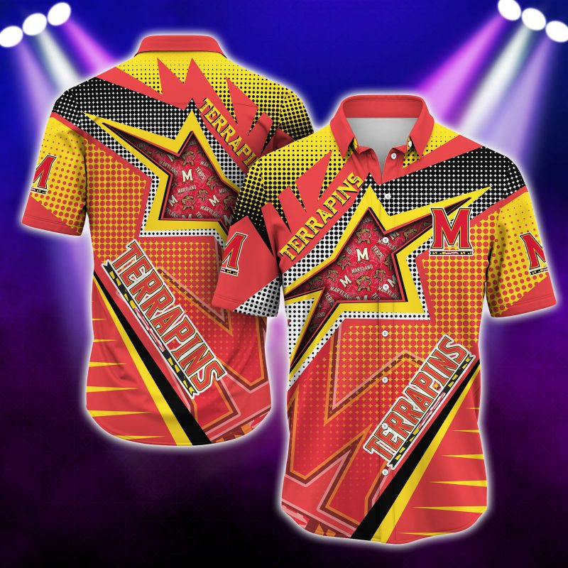 Maryland Terrapins Ncaa Hawaiian Shirt Tropical Aloha Button Up