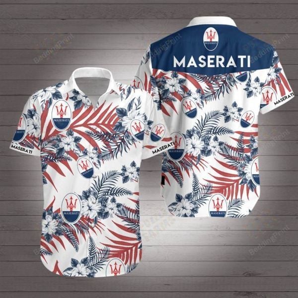 Maserati Hawaiian Shirt Tropical Aloha Button Up