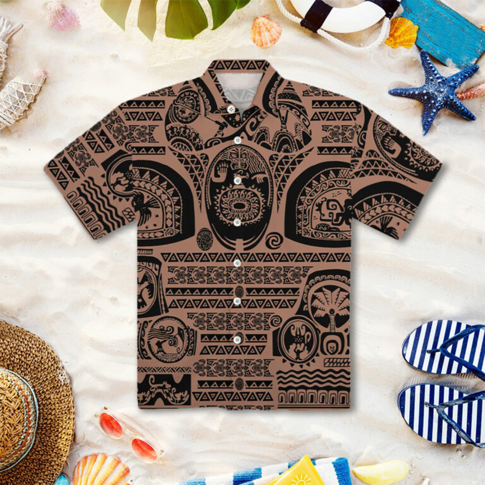 Maui Tattoos Inspired Hawaiian Shirt Moana Maui Movie Button Up Shirt Gifts For Fans