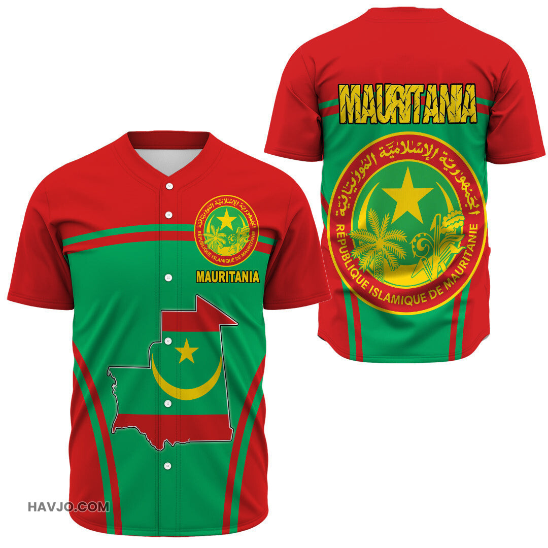 Mauritania Active Flag Baseball Jersey