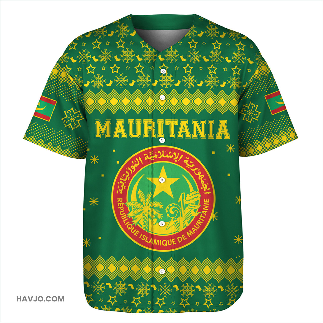 Mauritania Christmas Coat of Arms Baseball Jersey