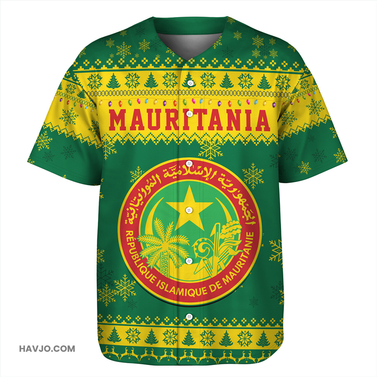 Mauritania Christmas Style Pattern Baseball Jersey