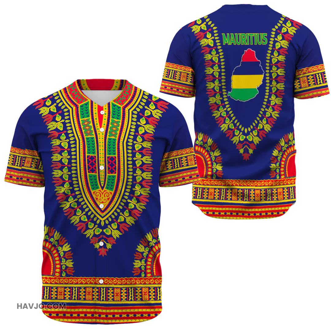 Mauritius Traditional Dashiki Baseball Jersey