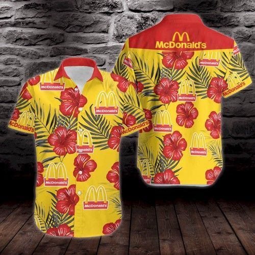 Mcdonalds Logo Hawaiian Shirt Tropical Aloha Button Up