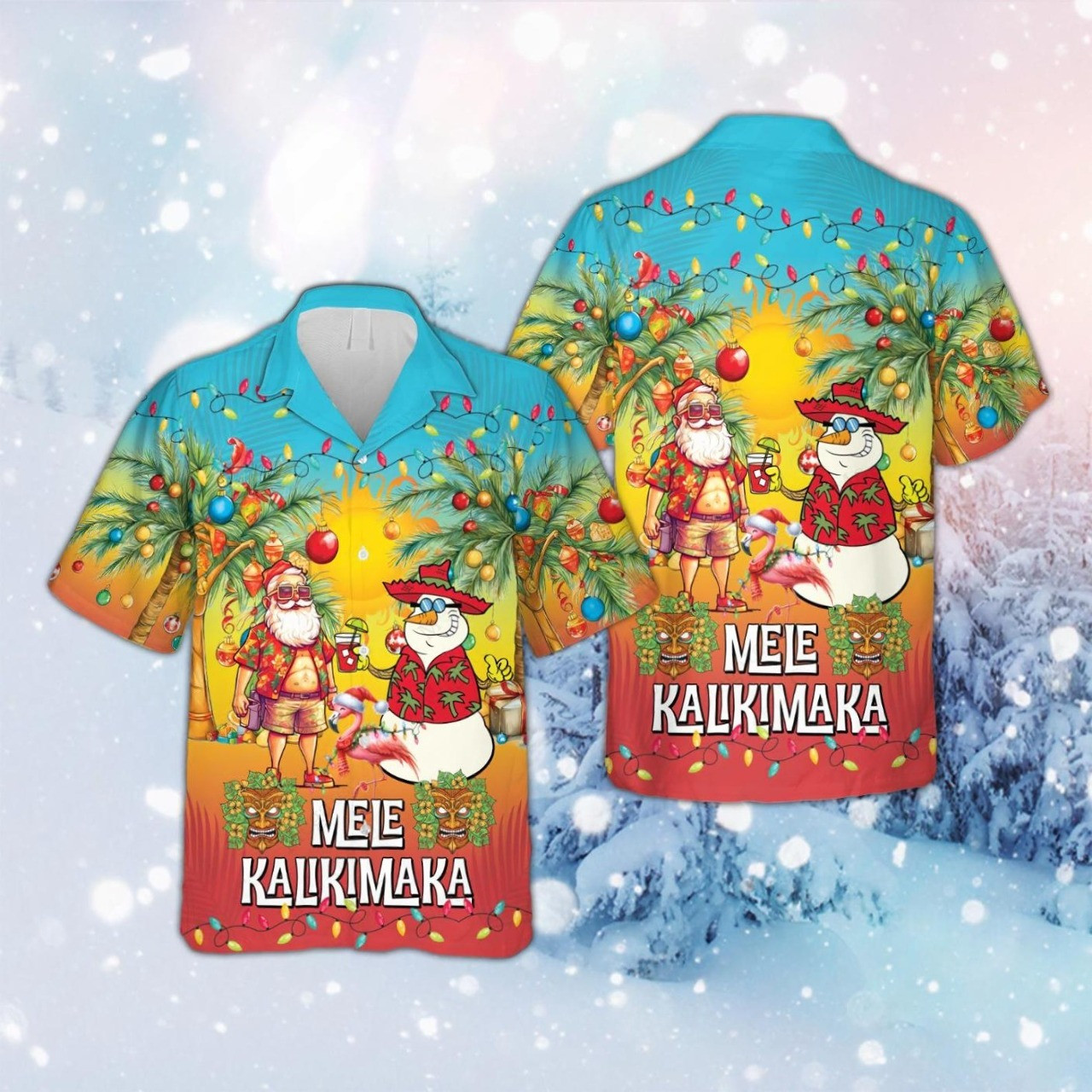 Mele Kalikimaka Christmas Hawaiian Shirt Santa Beach Sant Holiday Christmas Vacation Gifts