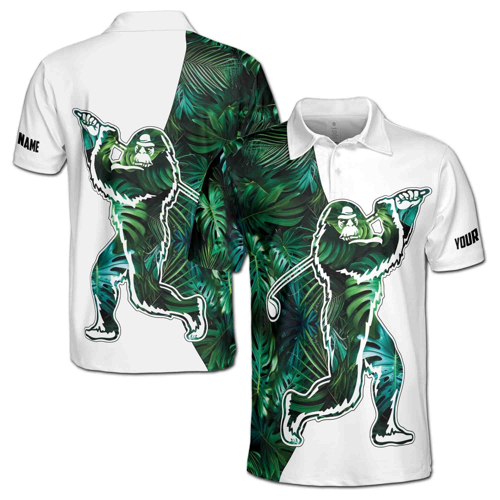 Alternative view of Men Golf Personalized Big Foot Golfing Colorful Men's Polo Shirt