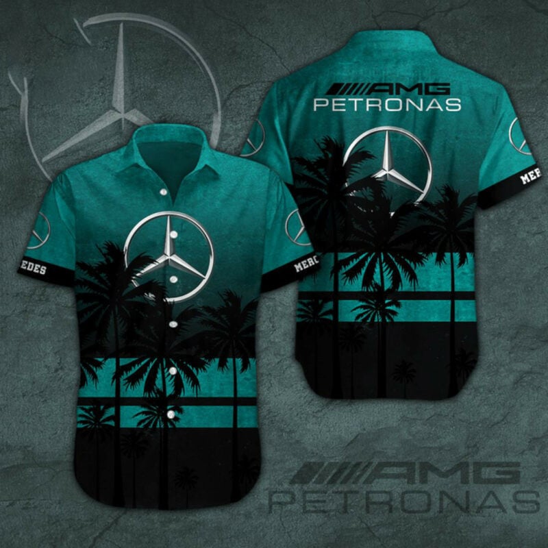 Mercedes Amg Petronas F1 Team Hawaiian Shirt Tropical Aloha Button Up