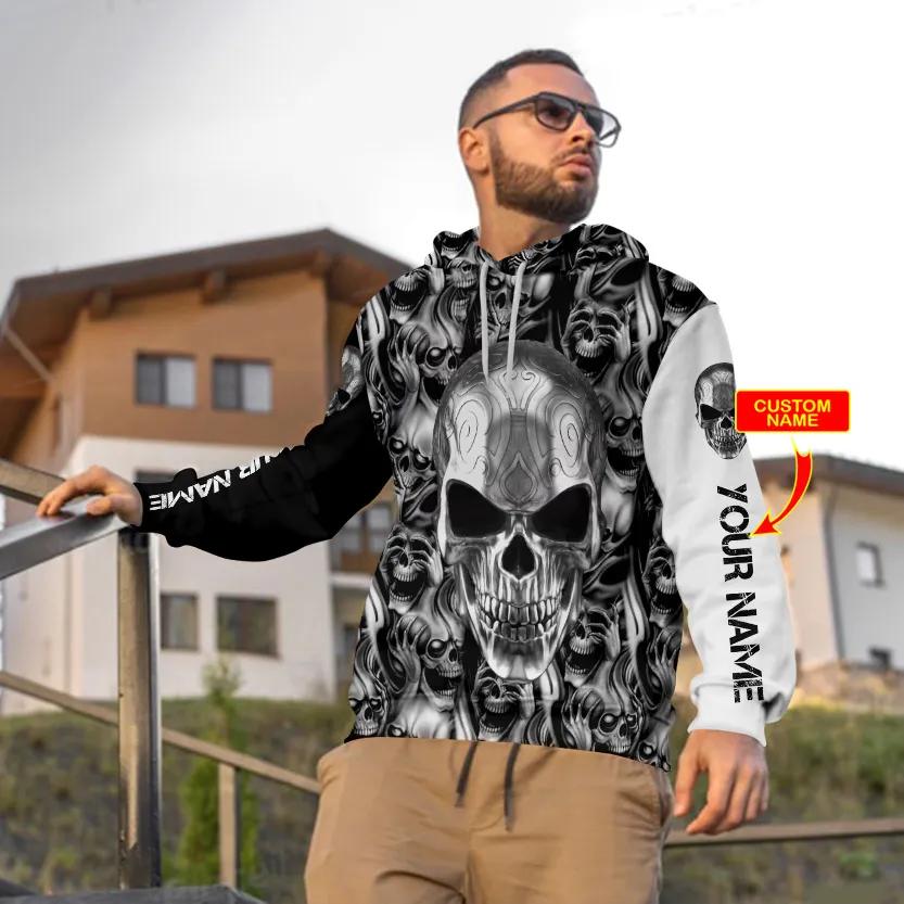 Alternative view of Metal Angry Skull Custom 3D All Over Print Hoodie