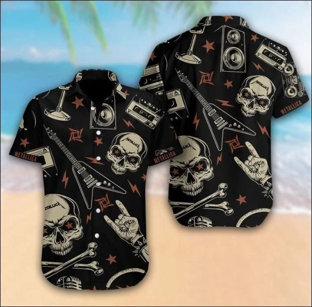 Metallica Black Skull Hawaiian Shirt Tropical Aloha Button Up