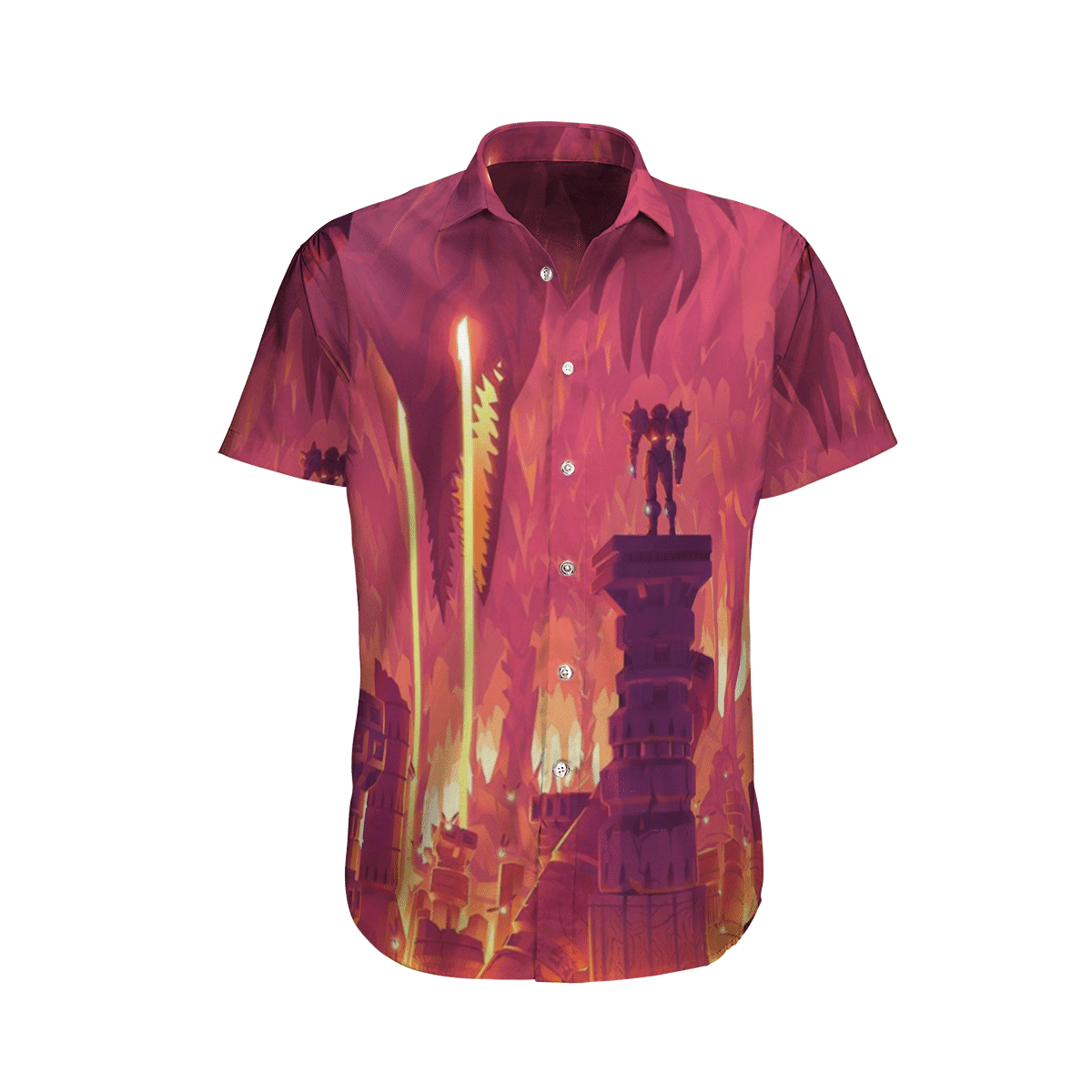 Metroid Prime Red Hawaiian Shirt Tropical Aloha Button Up