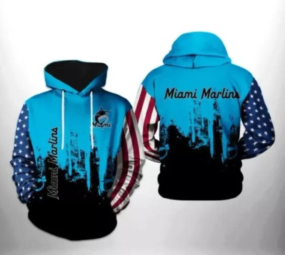 Miami Baseball Team Marlinss 3D MLB All Over Print Hoodie