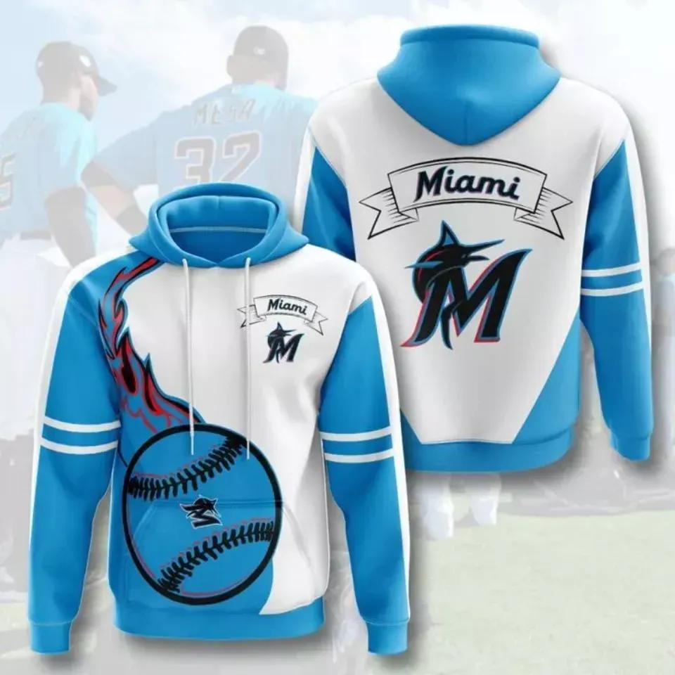 Miami Baseball Team Marlinss 3D MLB All Over Print Hoodie