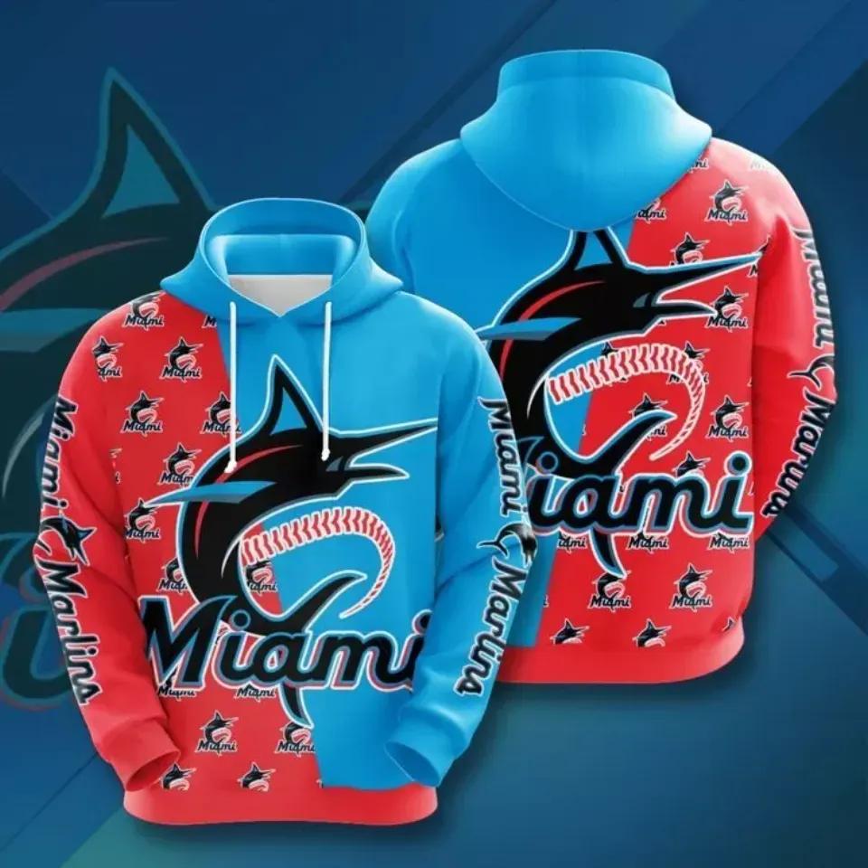 Miami Baseball Team Marlinss 3D MLB All Over Print Hoodie