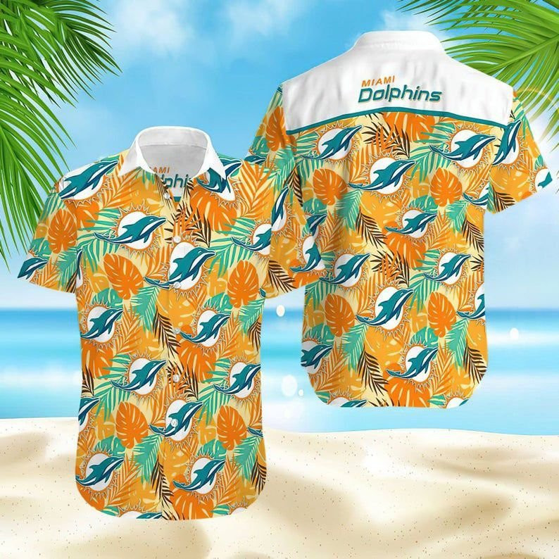 Miami Dolphins Football Sport Cool Hawaiian Shirt Tropical Aloha Button Up