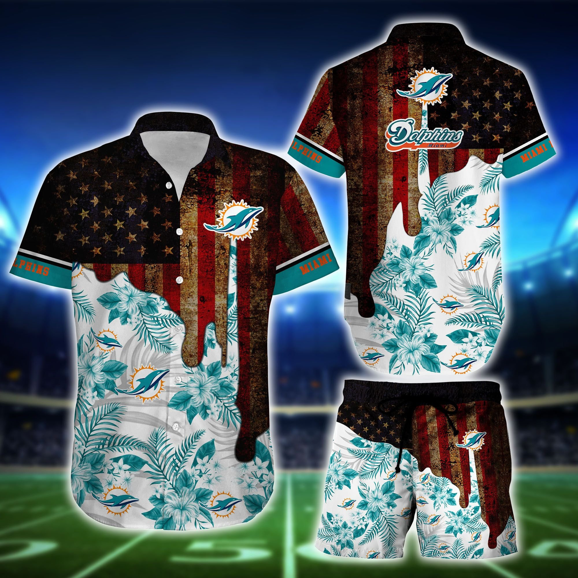 Miami Dolphins Galaxy Summer Hawaiian Shirt Tropical Aloha Button Up