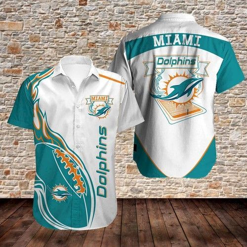 Miami Dolphins Hawaiian Shirt Tropical Aloha Button Up