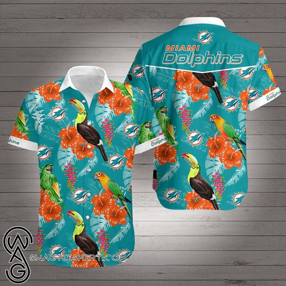 Miami Dolphins Hawaiian Shirt Tropical Aloha Button Up