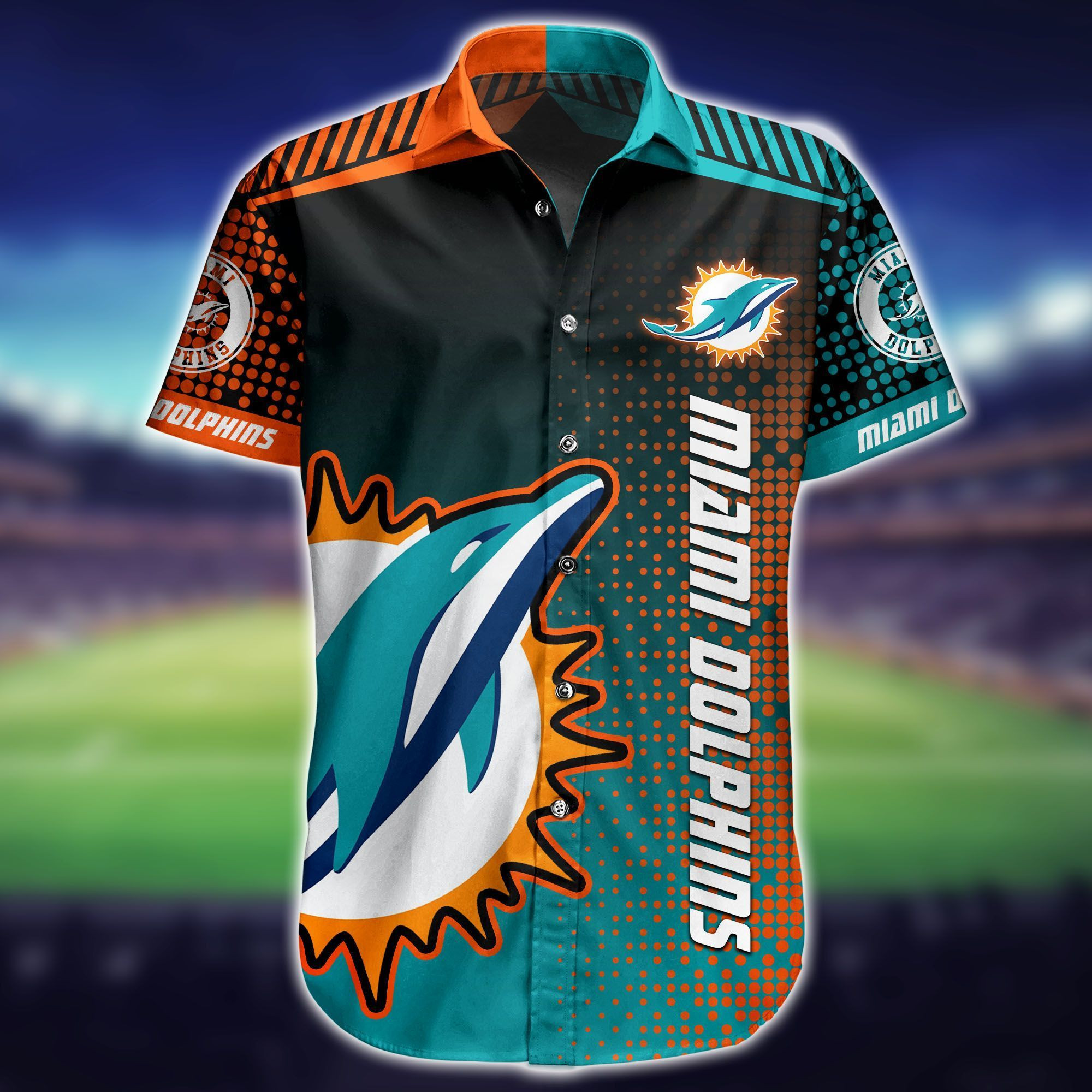 Miami Dolphins Hawaiian Shirt Tropical Aloha Button Up