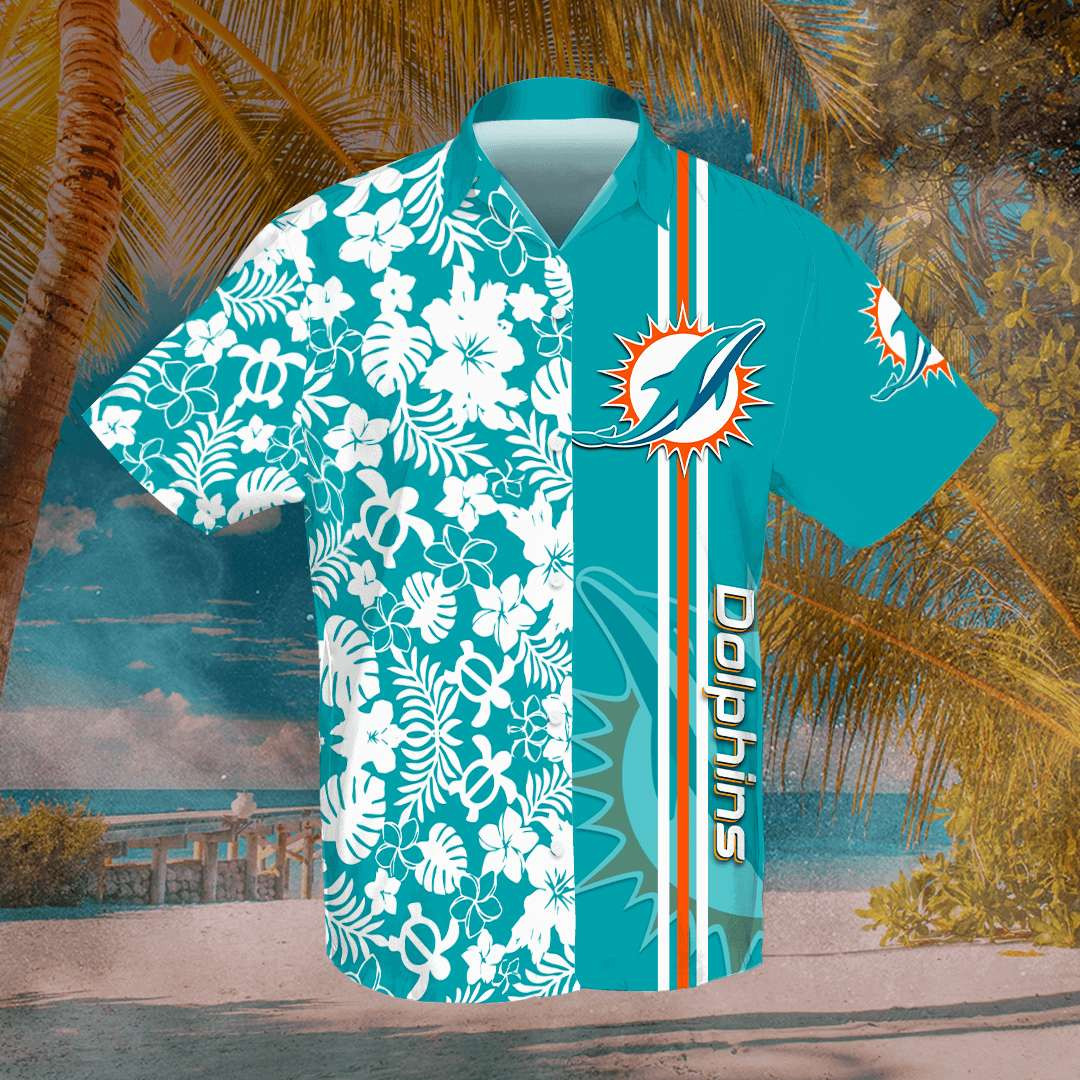 Miami Dolphins Hawaiian Shirt Tropical Aloha Button Up
