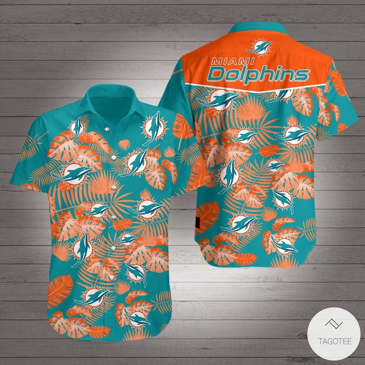 Miami Dolphins Hawaiian Shirt Tropical Aloha Button Up