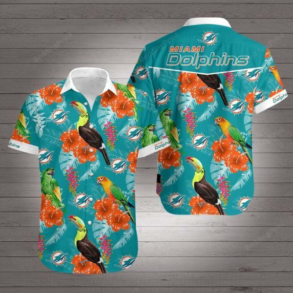 Miami Dolphins Hawaiian Shirt Tropical Aloha Button Up