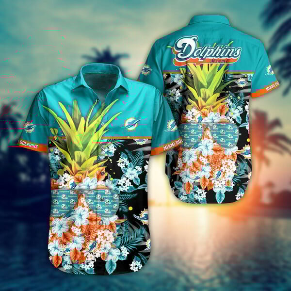 Miami Dolphins Hawaiian Shirt Tropical Aloha Button Up